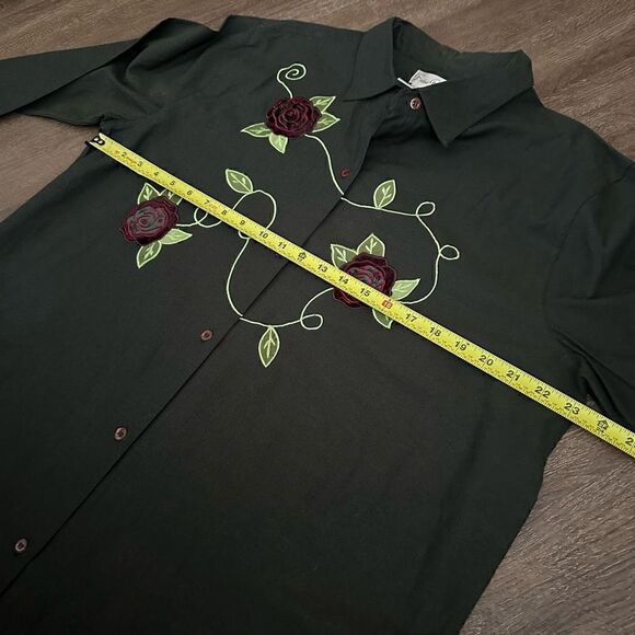 Vintage Women’s Bobbie Brooks Rose and Sequins Embroidered Button up Shirt Sz XL - Picture 5 of 6